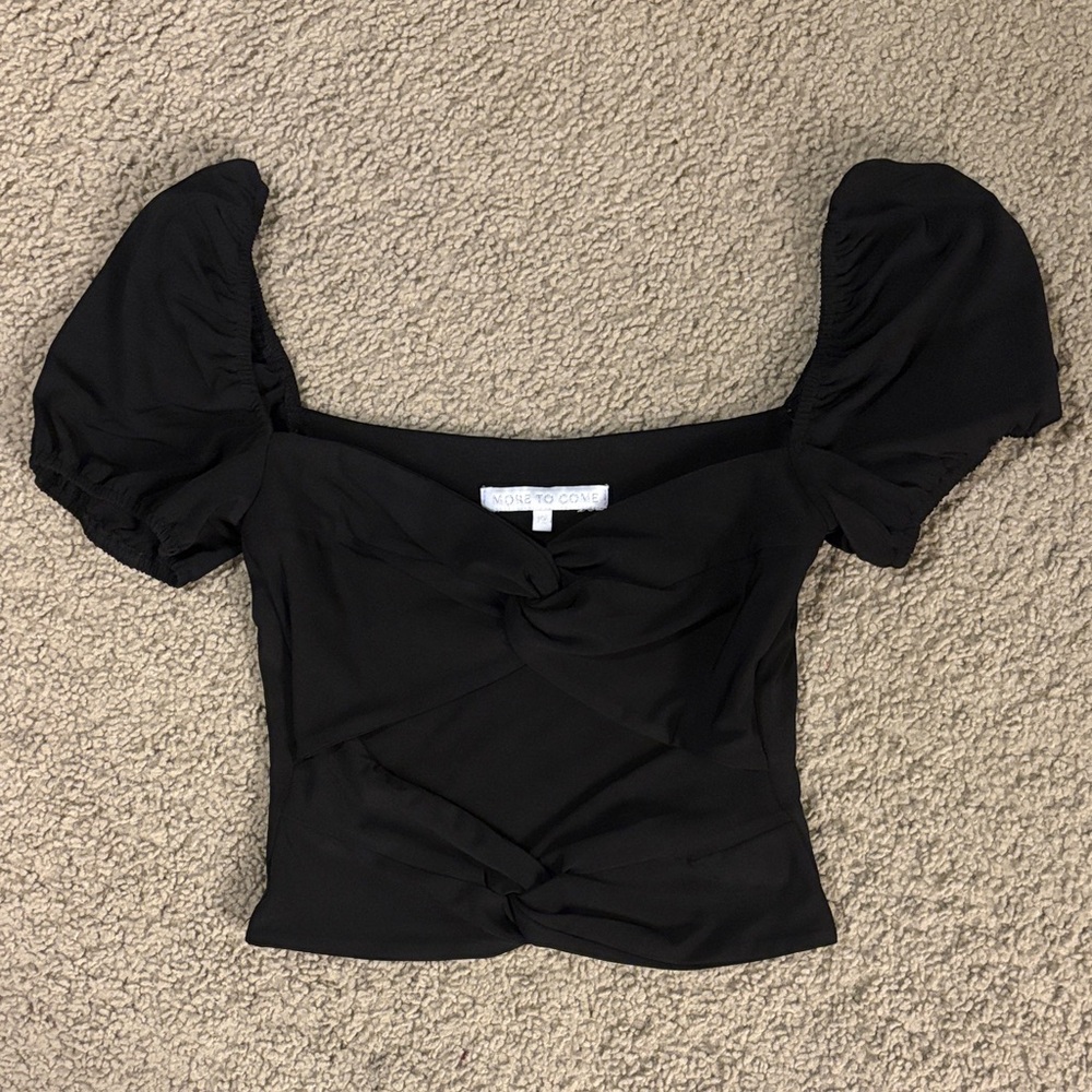 Black Cutout Puff Sleeve Top